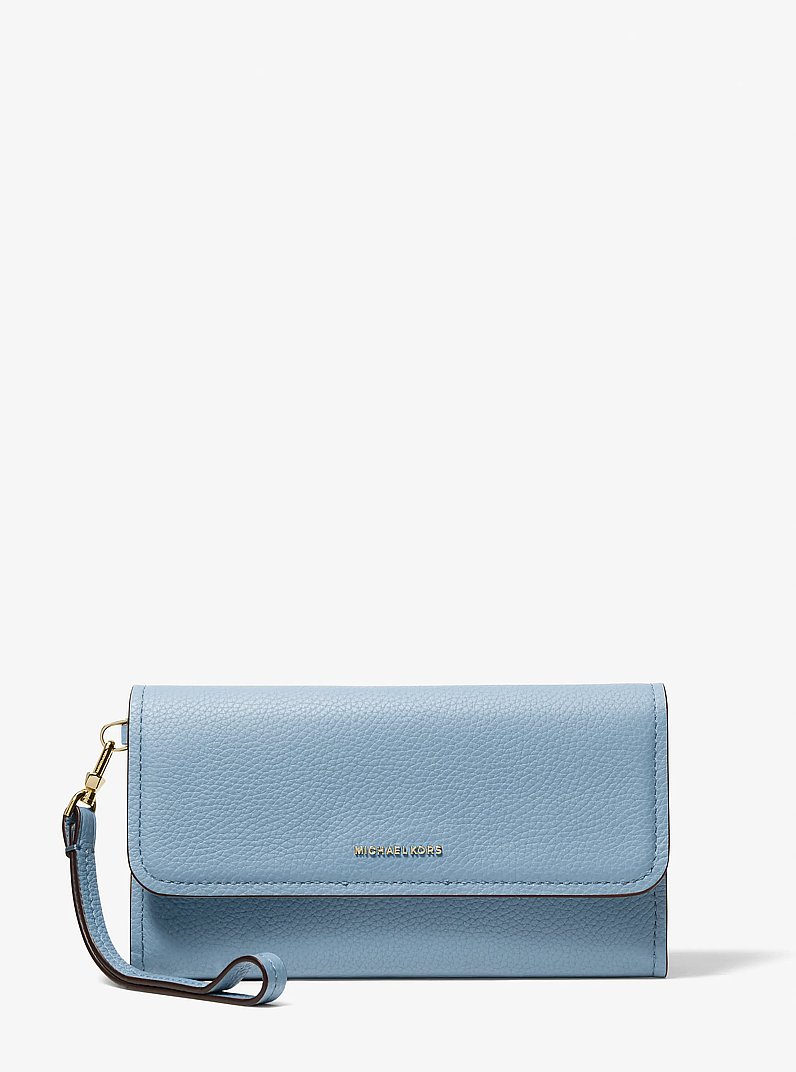 Pochette &agrave; sangle Jet Set pour smartphone de taille moyenne en cuir grain&eacute; in CHAMBRAY | Michael Kors