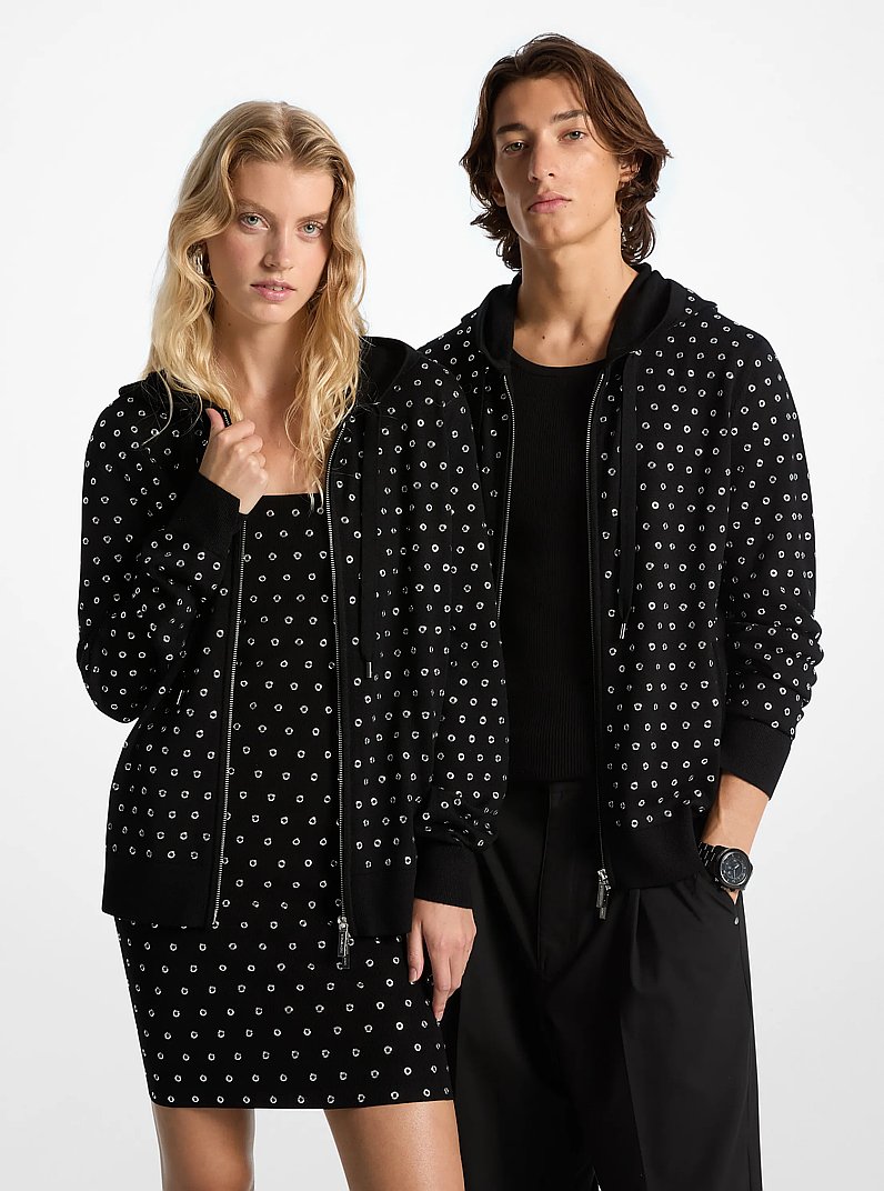 Sudadera con capucha de lana con cremallera y ojales in NEGRO | Michael Kors