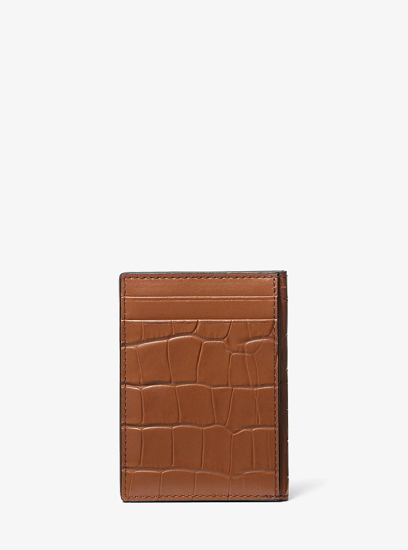 Hudson Crocodile Embossed Leather Bifold Wallet in LUGGAGE | Michael Kors