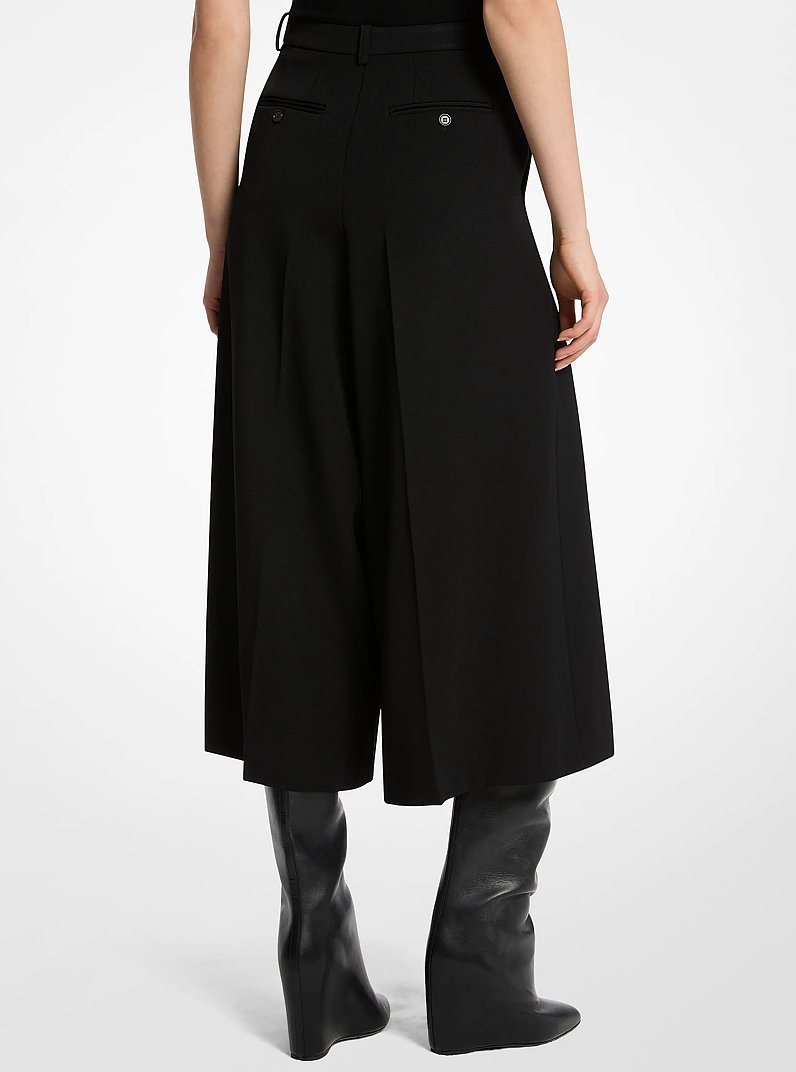 Wool Gabardine Pleated Culottes in BLACK | Michael Kors