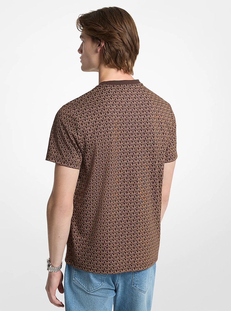 T-shirt in jersey di cotone con stampa logo in CIOCCOLATO | Michael Kors