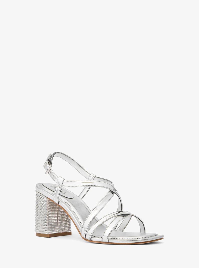 Lana Crystal-Embellished Metallic Sandal in SILVER | Michael Kors