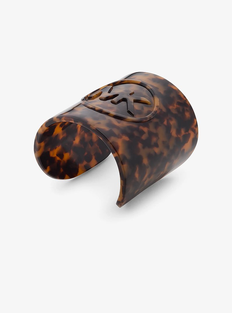 Logo Tortoiseshell Acetate Cuff in TORTOISE | Michael Kors