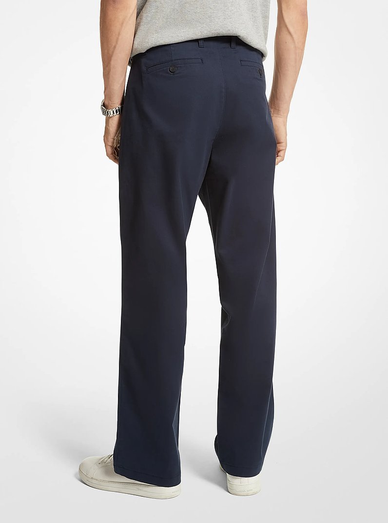 Stretch Cotton Wide-Leg Chino Pants