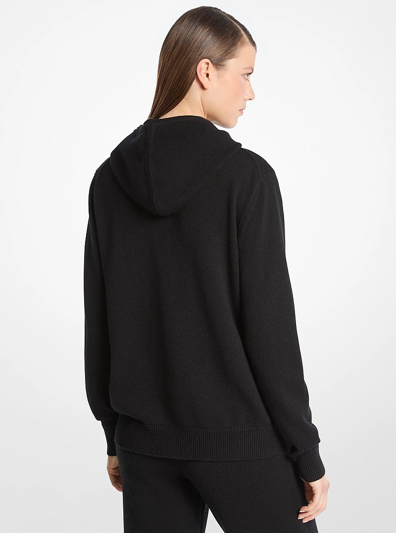 Scarf-Effect Cashmere Hoodie