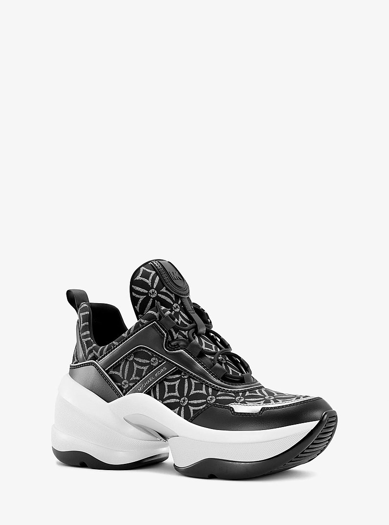 Olympia Metallic Logo Jacquard Trainer in BLACK COMBO - Sale