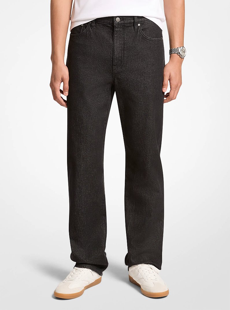 Finn Straight-Leg Stretch Denim Jeans in BLACK RINSE | Michael Kors