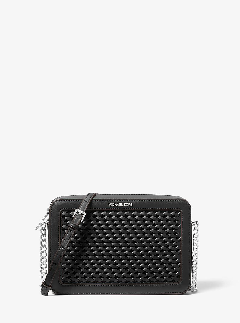 Jet Set Large Woven Crossbody Bag in DK RASPBERRY - Sale | Michael