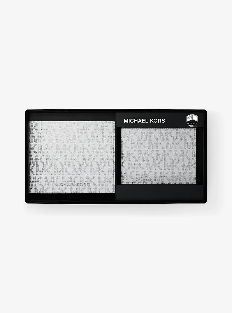 Hudson Metallic Signature Logo Billfold Wallet With Passcase