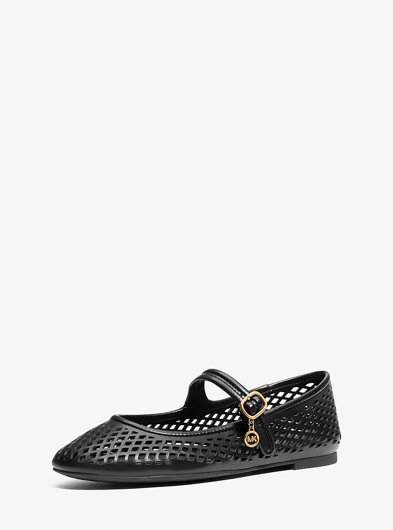 Ballerina Nellie Flex aus Leder mit Lasercut-Muster in SCHWARZ | Michael Kors