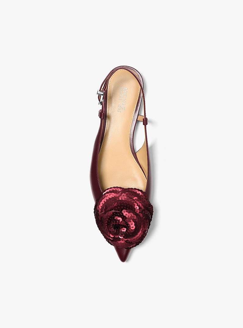 Elodie Embellished Leather Slingback Flat in OXBLOOD | Michael Kors