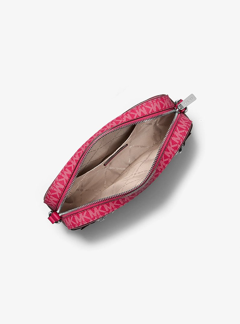 Jet Set Large Signature Logo Crossbody Bag in DK RASPBERRY | Michael Kors