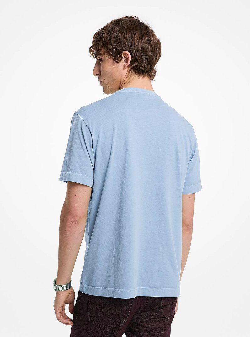 Logo Embossed Cotton T-Shirt in LIGHT SKY | Michael Kors