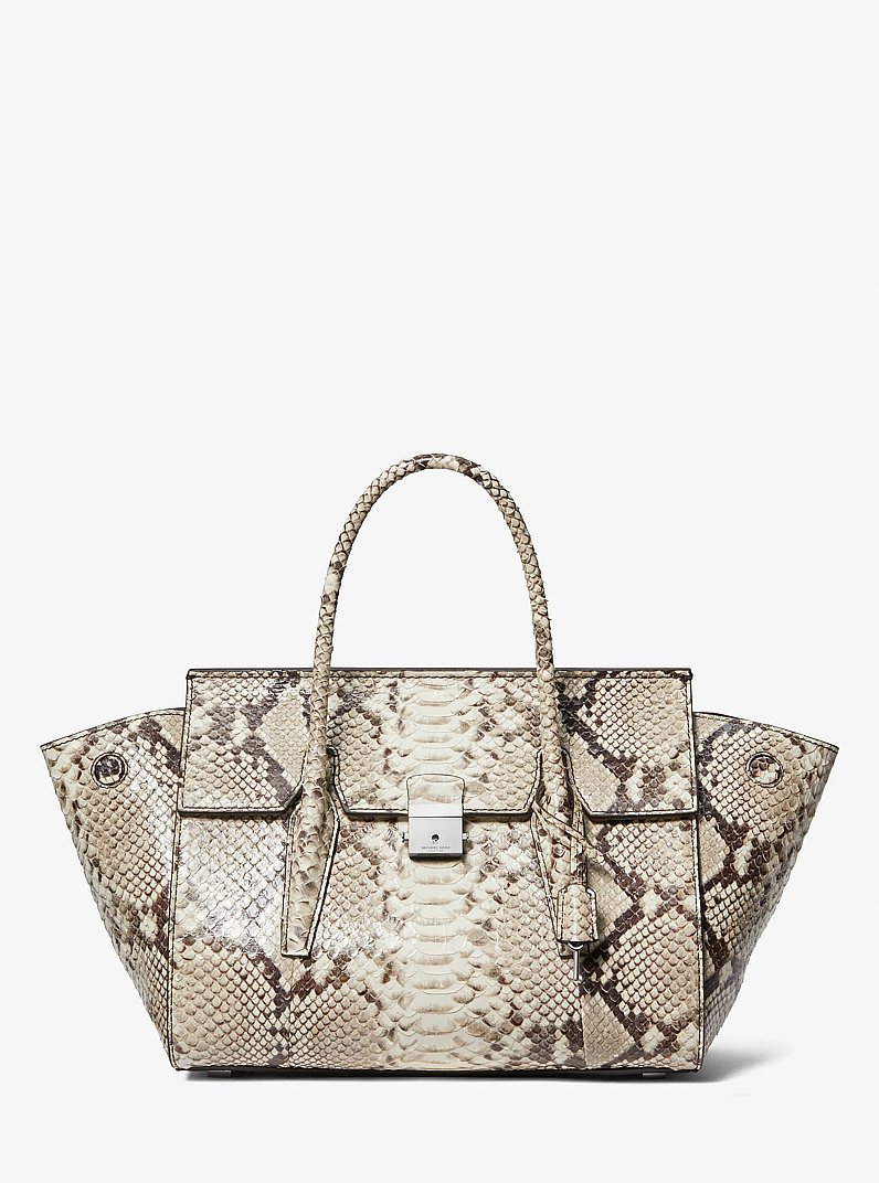 Campbell Medium Python Embossed Leather Satchel