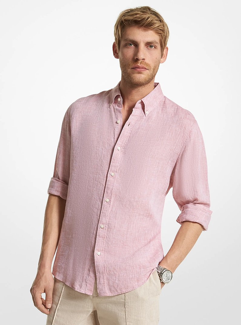 Slim-Fit Linen Shirt in DUSTY ROSE | Michael Kors