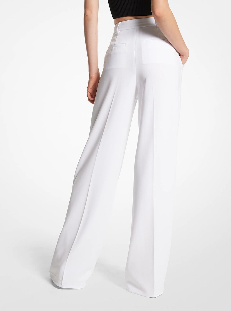 Pantal&oacute;n de crep&eacute; de pierna ancha in BLANCO | Michael Kors
