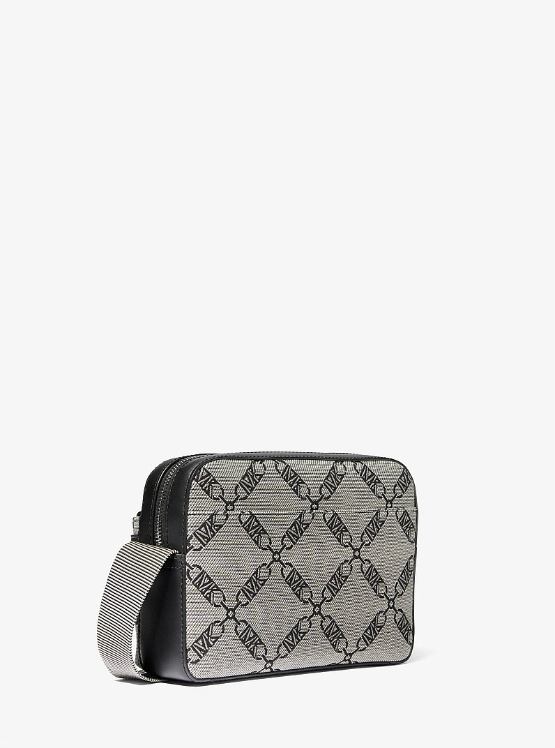 Borsa Utility a tracolla Hudson con logo Empire jacquard in NERO | Michael Kors