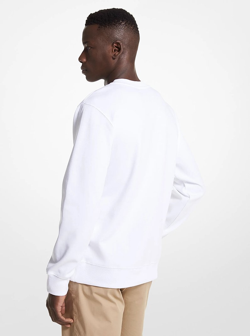 Logo Charm Cotton Blend Sweatshirt in WHITE | Michael Kors