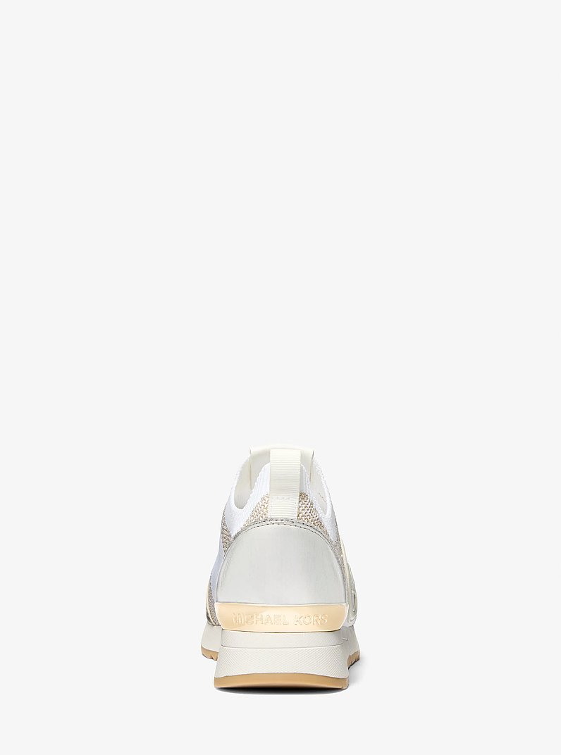 Jenkins Two-Tone Metallic Stretch Knit Trainer in PL GLD MULTI | Michael Kors