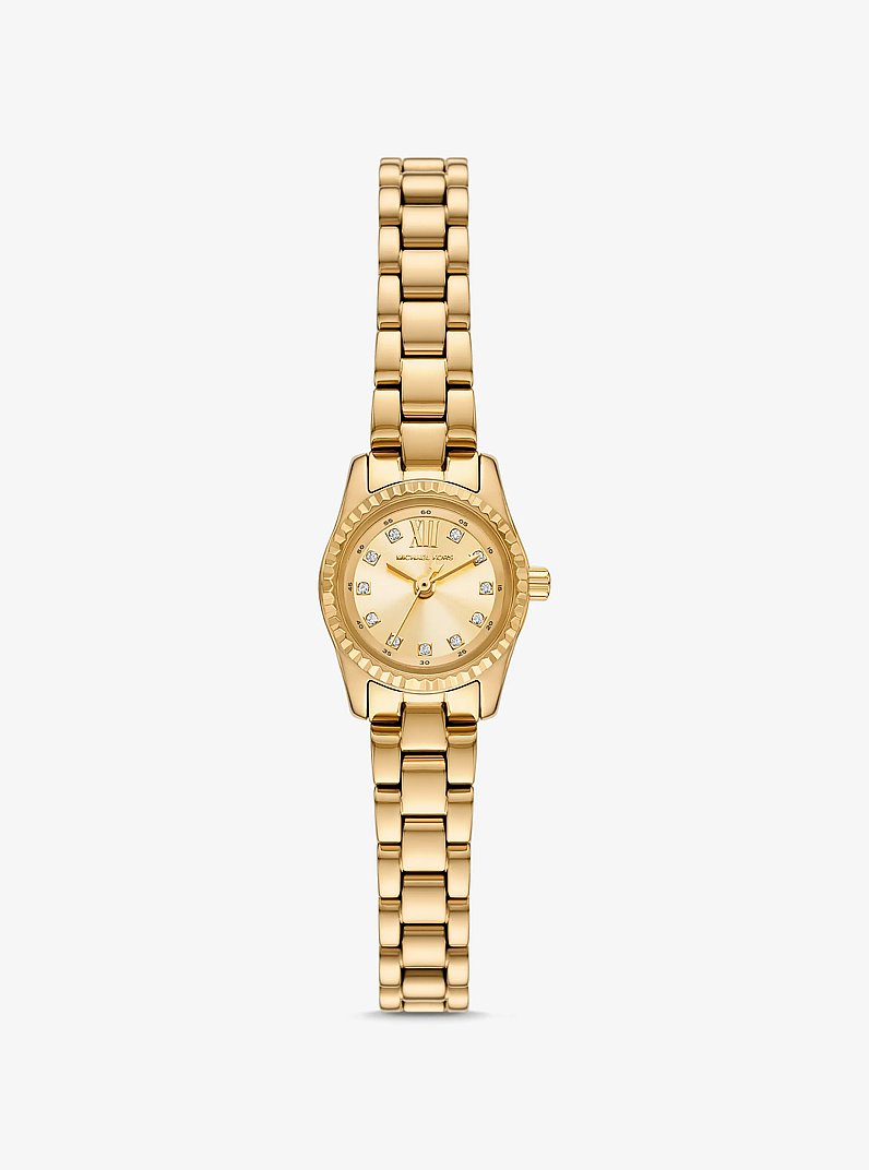 Mini Lexington Pav&eacute; Gold-Tone Watch in GOLD | Michael Kors