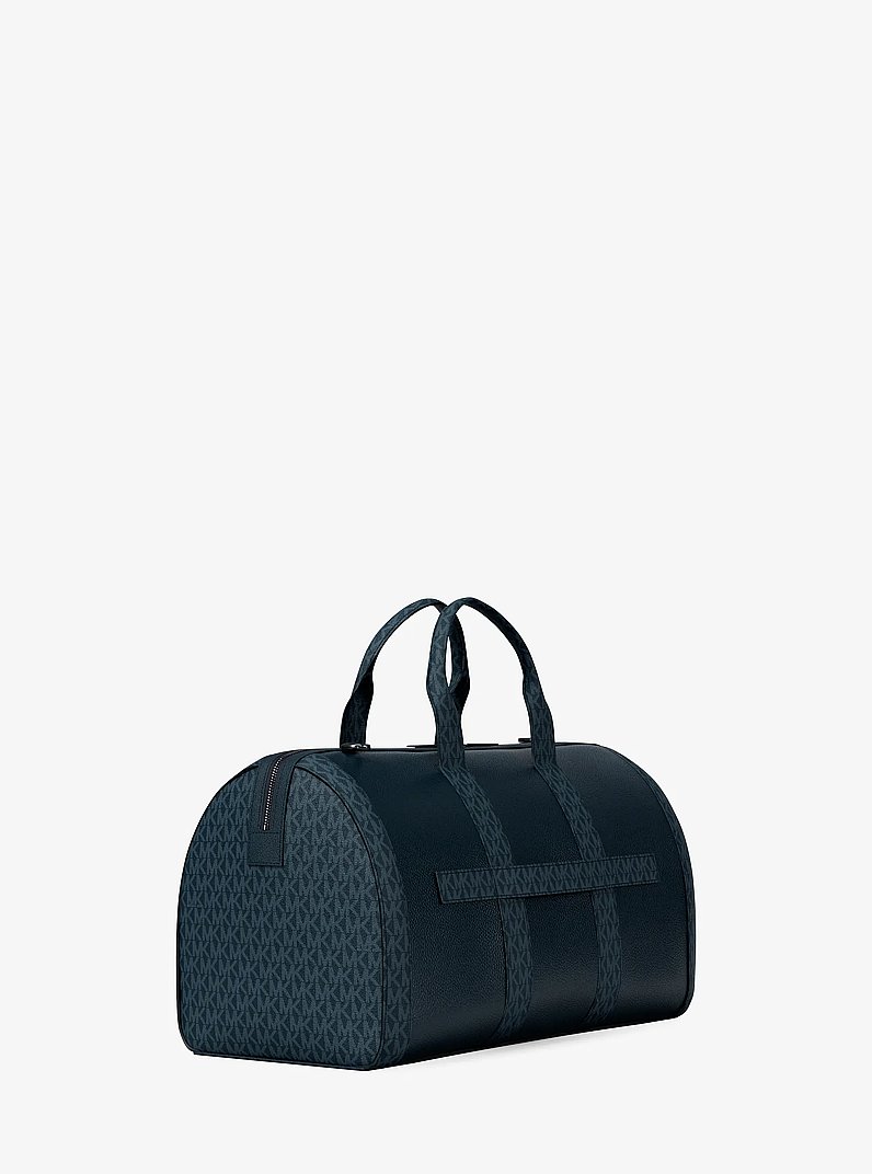 Cooper Pebbled Leather and Signature Logo Duffel Bag in NAVY | Michael Kors