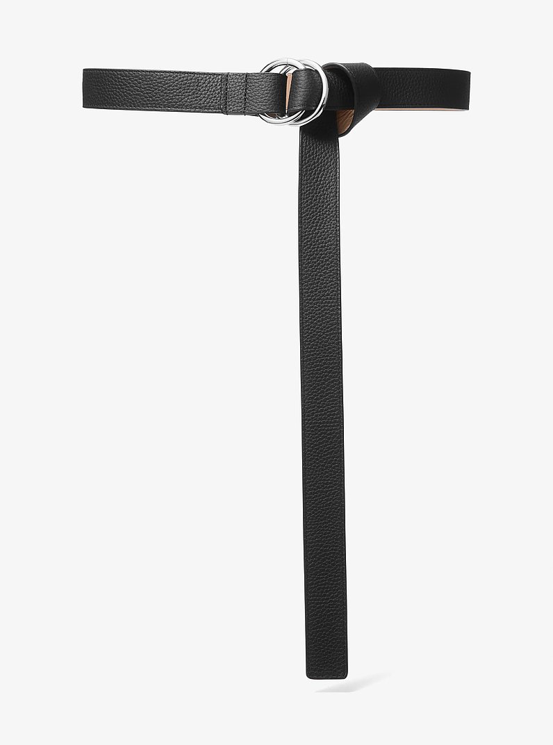 Pebbled Leather Double Ring Belt in BLACK | Michael Kors