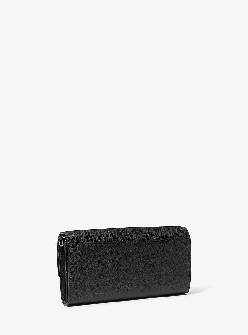 Wandelbare 2-in-1-Umh&auml;ngetasche Jet Set Large aus Saffianleder in SCHWARZ | Michael Kors