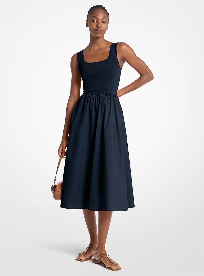 Viscose Blend Midi Dress in MIDNIGHTBLUE | Michael Kors