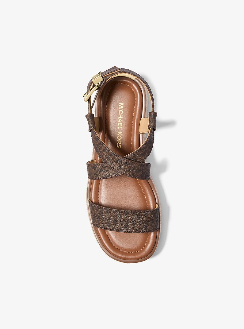 Lynn Signature Logo Platform Espadrille Sandal in BROWN | Michael Kors