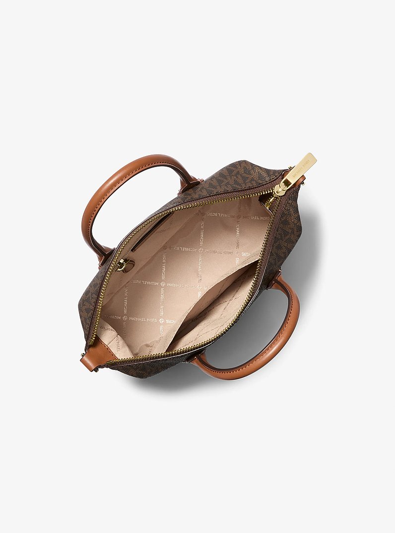 Hyde Small Logo Satchel in BROWN | Michael Kors