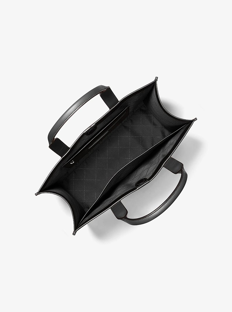 Cooper Logo Embossed Pebbled Leather Tote Bag in BLACK | Michael Kors