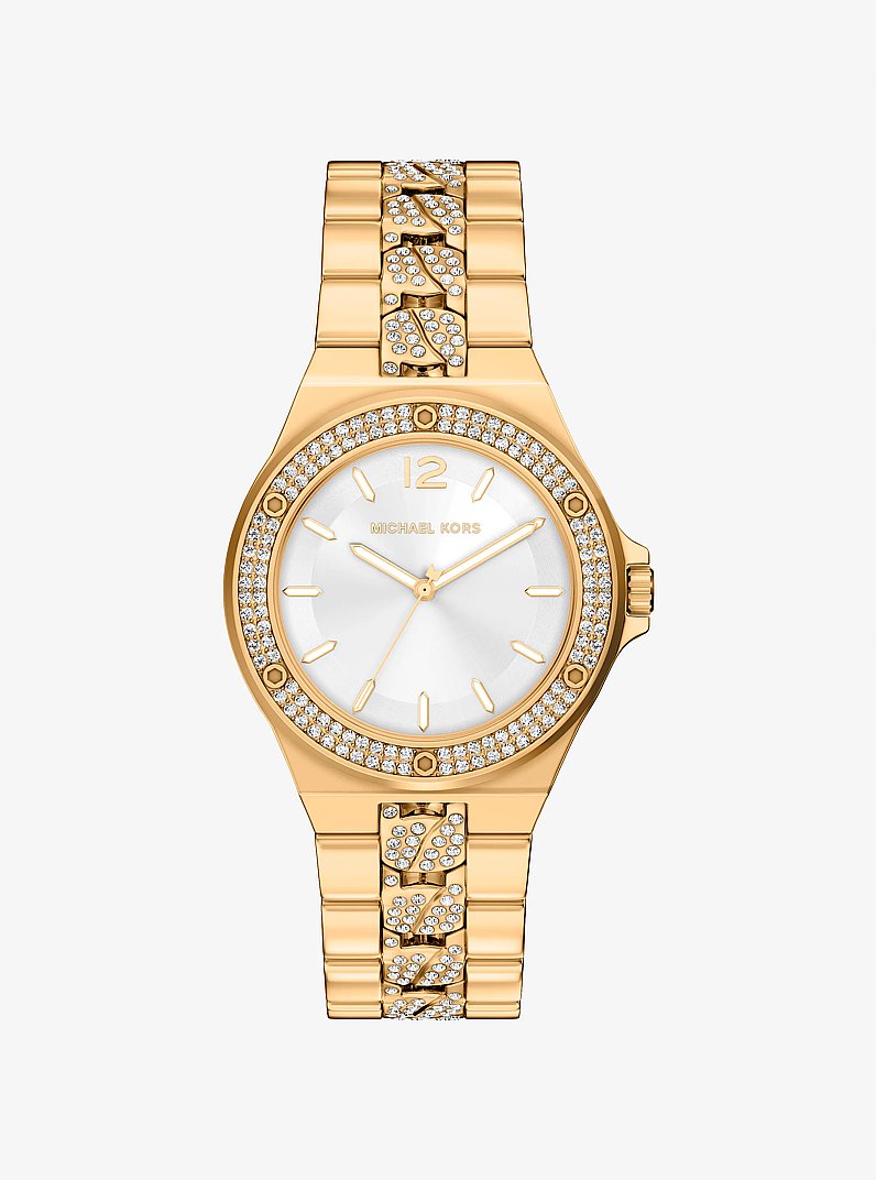 Reloj Lennox en tono dorado con incrustaciones de pav&eacute; in DORADO | Michael Kors