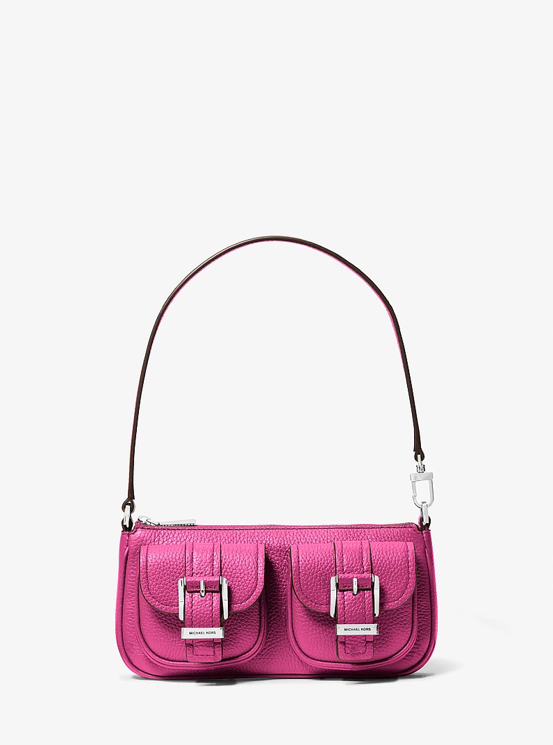 Zoe Small Pebbled Leather Pochette in WILD BERRY | Michael Kors