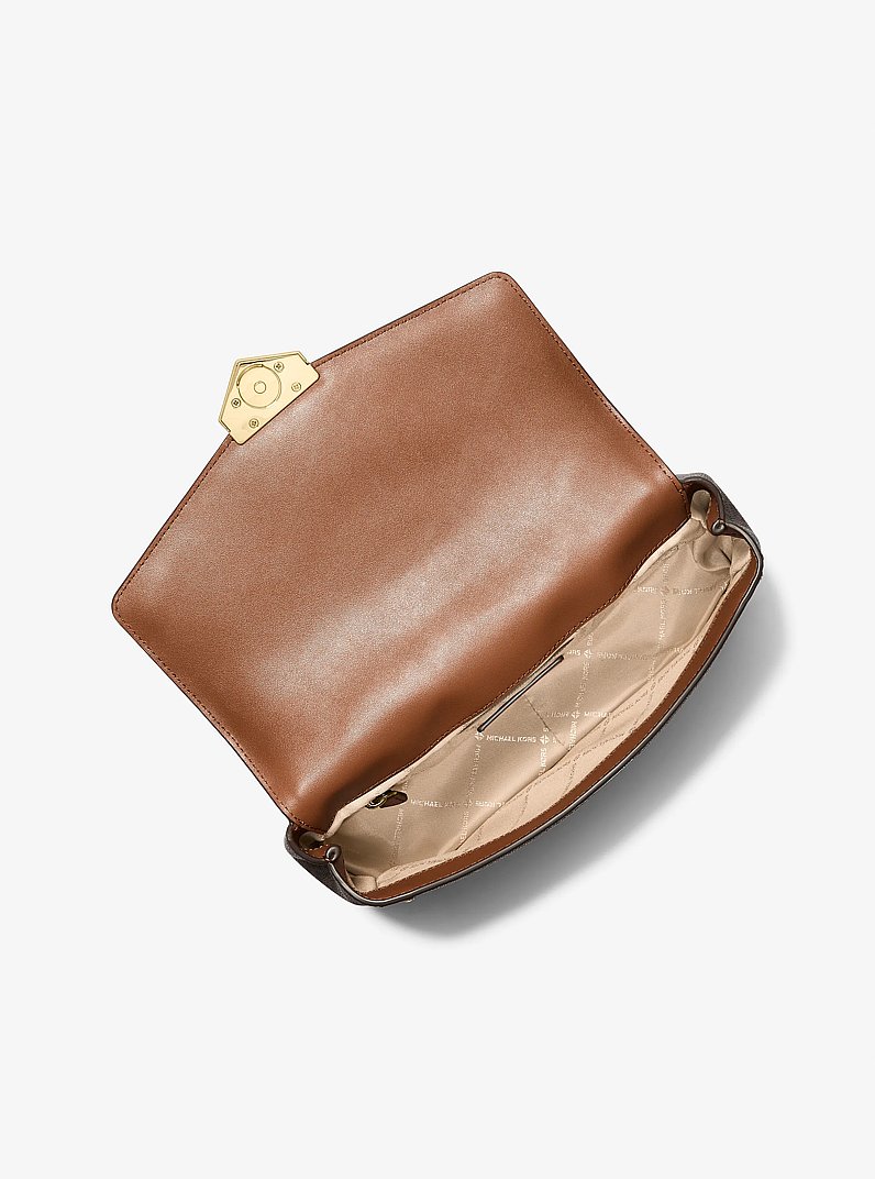 Soho Large Studded Signature Logo Shoulder Bag in BROWN | Michael Kors