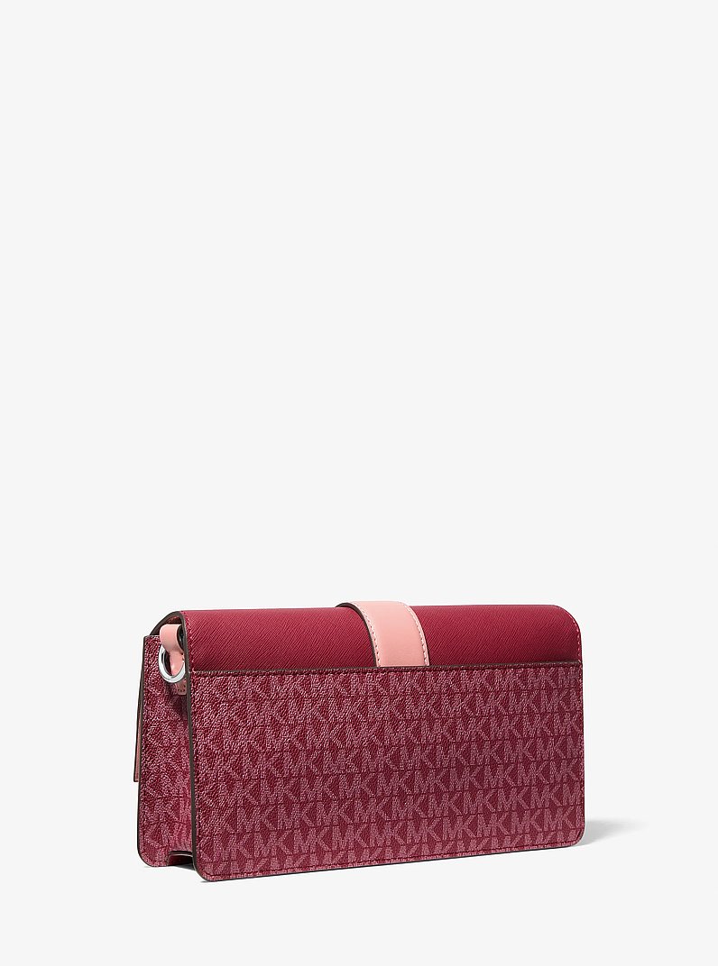 Greenwich Medium Signature Logo Convertible Shoulder Bag in MAROON | Michael Kors