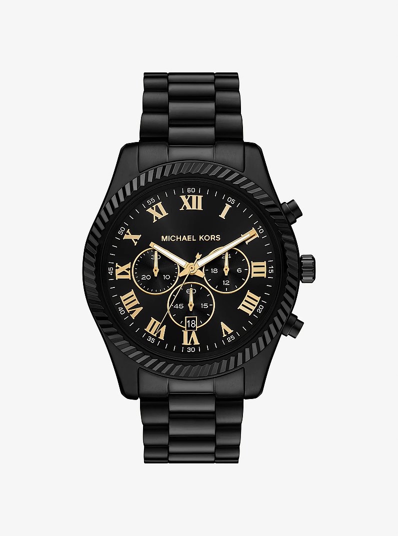 Oversized Lexington Black-Tone Watch in BLACK | Michael Kors