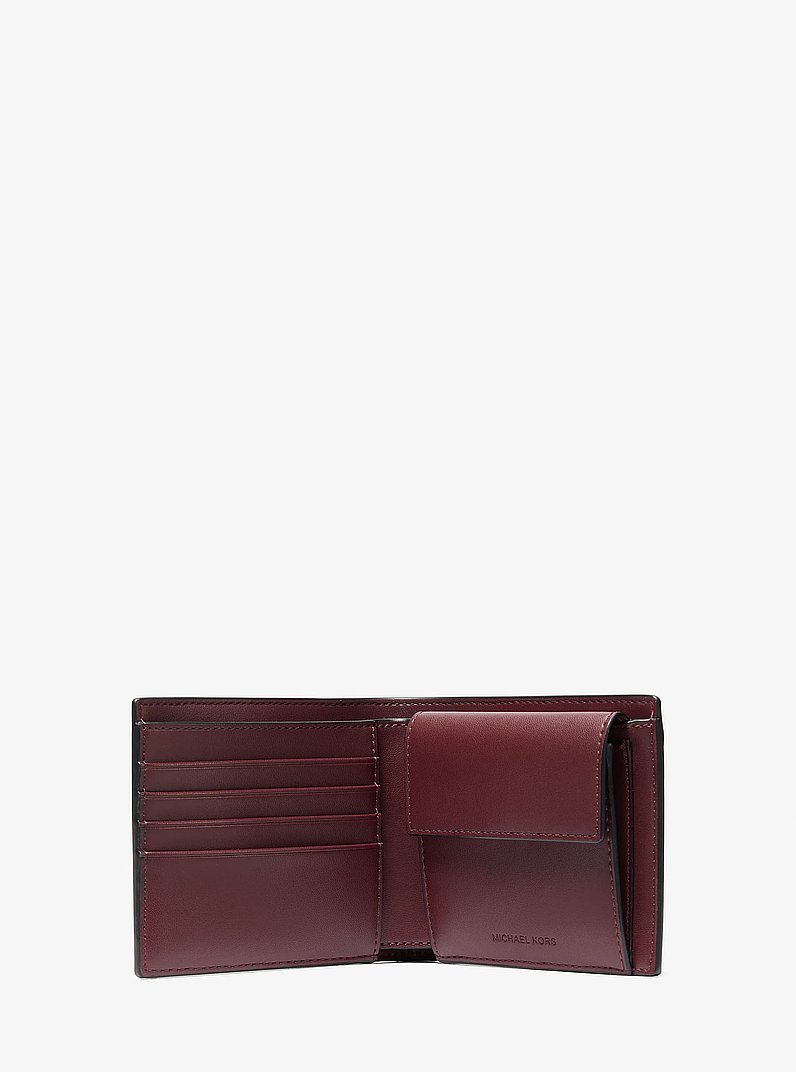 Rivington Leather Billfold Wallet With Coin Pouch in ROUGE POURPRE | Michael Kors