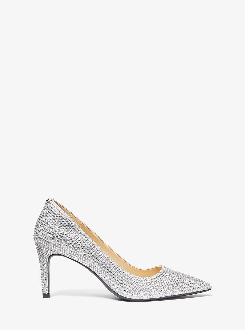 Alina Flex Crystal Embellished Glitter Chain-Mesh Pump