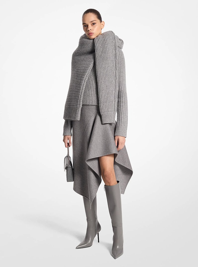 Rock aus Doubleface-Wolle in BANKER GRAU | Michael Kors