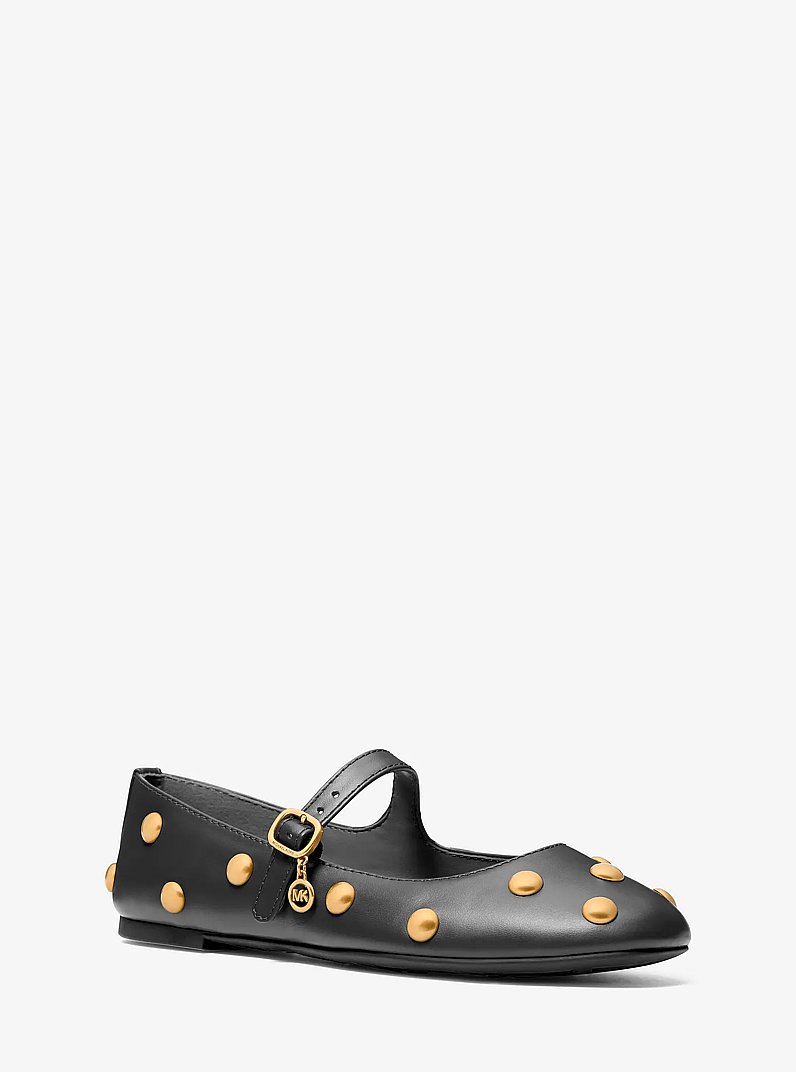 Nellie Flex Studded Leather Ballet Flat in BLACK | Michael Kors