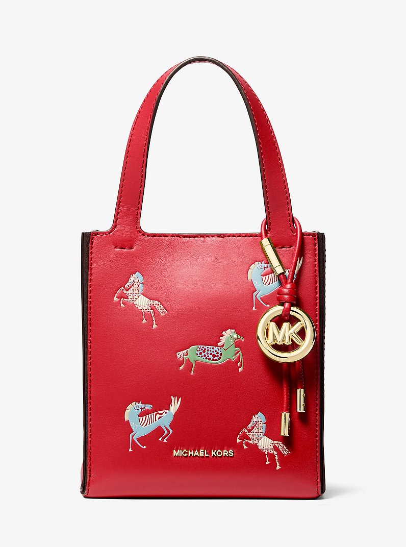 Jordi Small Leather Convertible Tote Bag in CRIMSON | Michael Kors