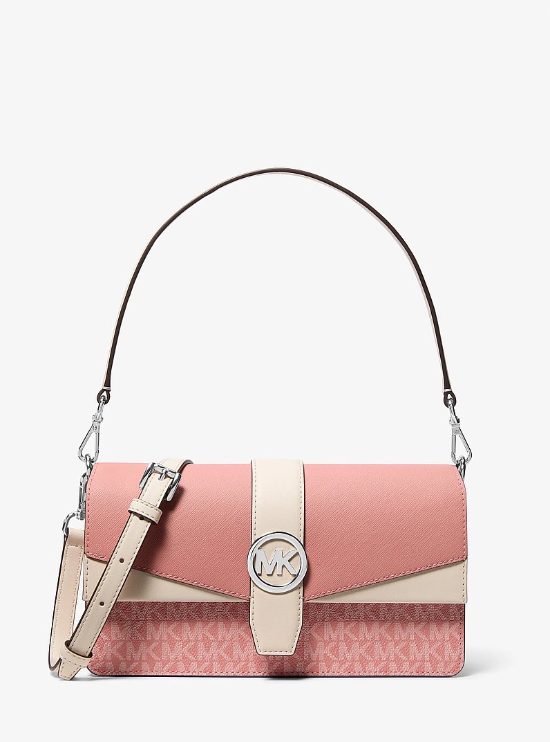 Greenwich Medium Signature Logo Convertible Shoulder Bag in SUNSET ROSE MULTI | Michael Kors