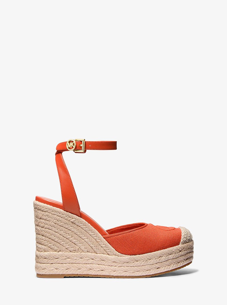 Larissa Cotton Canvas Espadrille Wedge in RED CLAY | Michael Kors