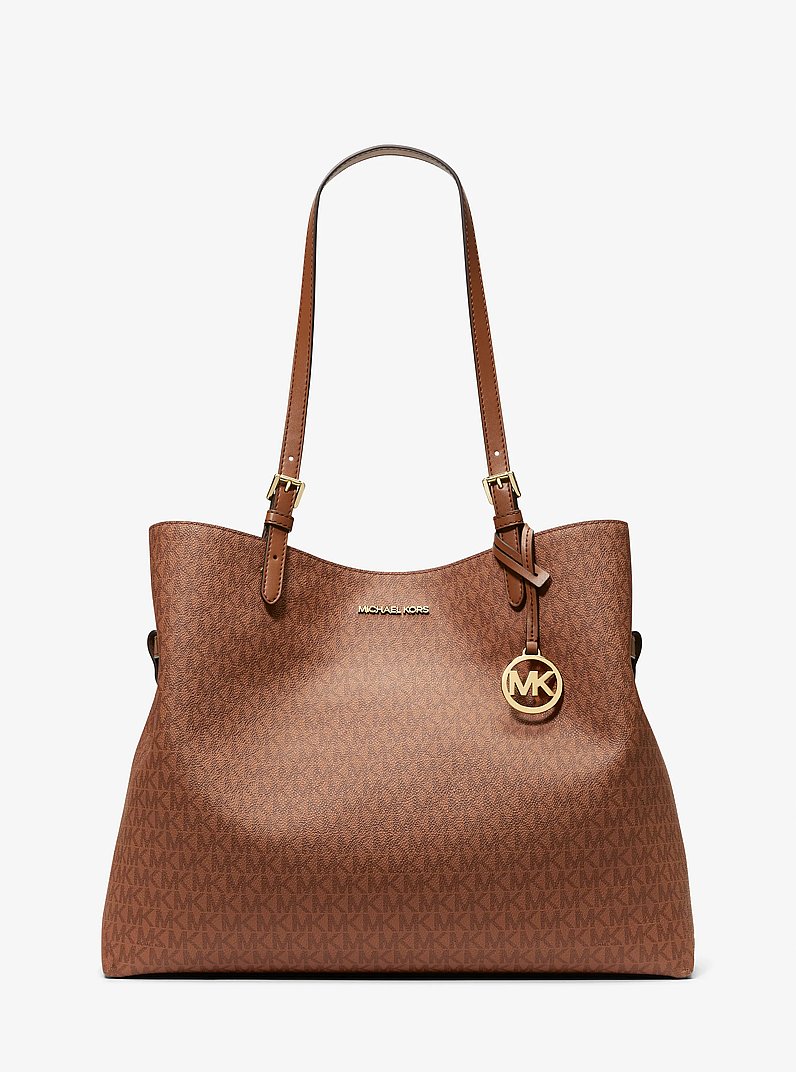 Lenox Large Signature Logo Tote Bag in LUGGAGE | Michael Kors