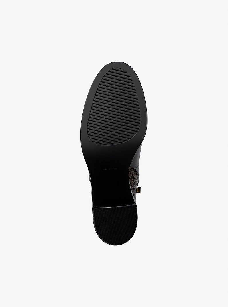Stivaletto Rachel in pelle e stampa logo con tacco a blocco in NERO/MARRONE | Michael Kors