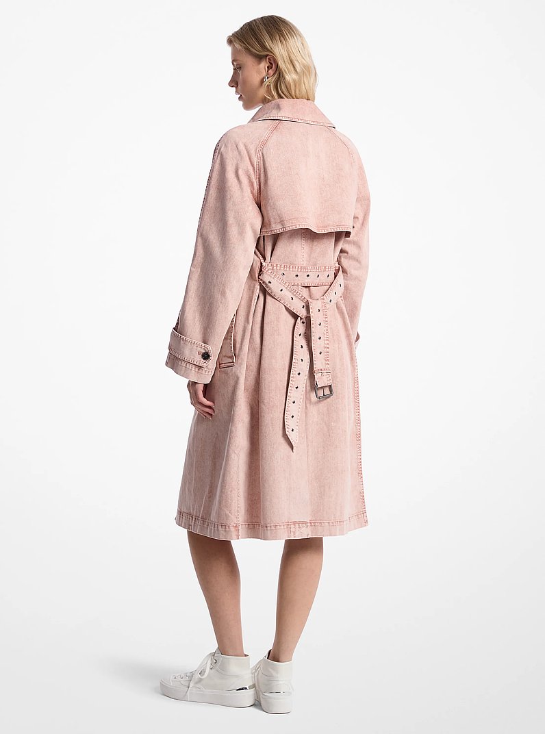 Garment-Dyed Denim Trench Coat in ROSEWATER | Michael Kors