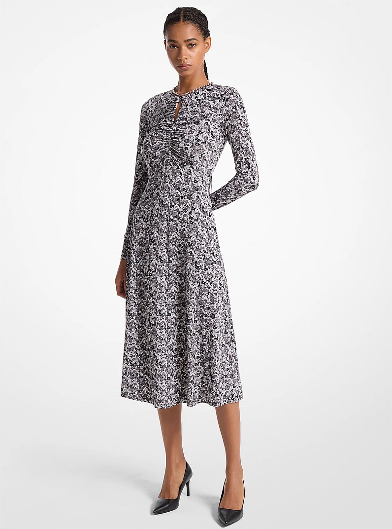 Embellished Floral Matte Jersey Keyhole Dress in BLACK - Sale | Michael  Kors [US]