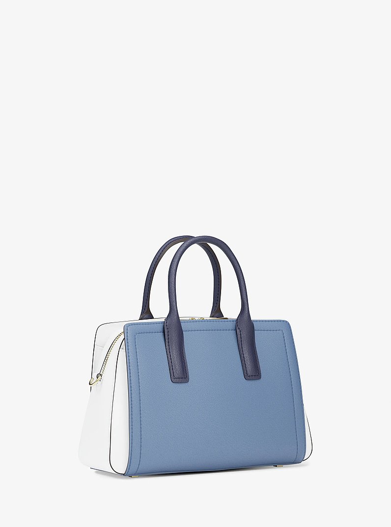 Laila Small Color-Block Pebbled Leather Satchel in FRCH BLU MLT | Michael Kors