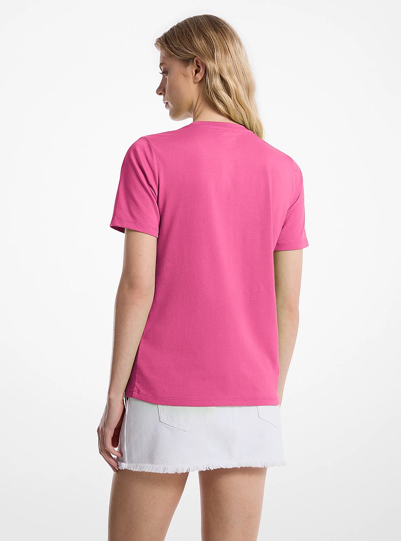 Camiseta de punto de algod&oacute;n org&aacute;nico con logotipo con tachuelas in PITAYA | Michael Kors
