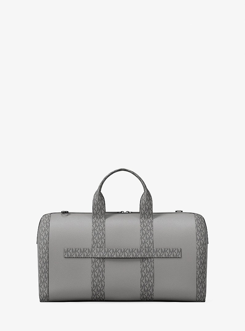 Cooper Pebbled Leather and Signature Logo Duffel Bag in PEARL GREY | Michael Kors